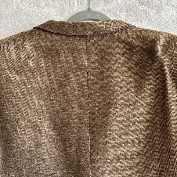 Hickey Freeman Boardroom Blazer Sport Coat 46R Brown Wool Silk Linen Jacket - Picture 8 of 16